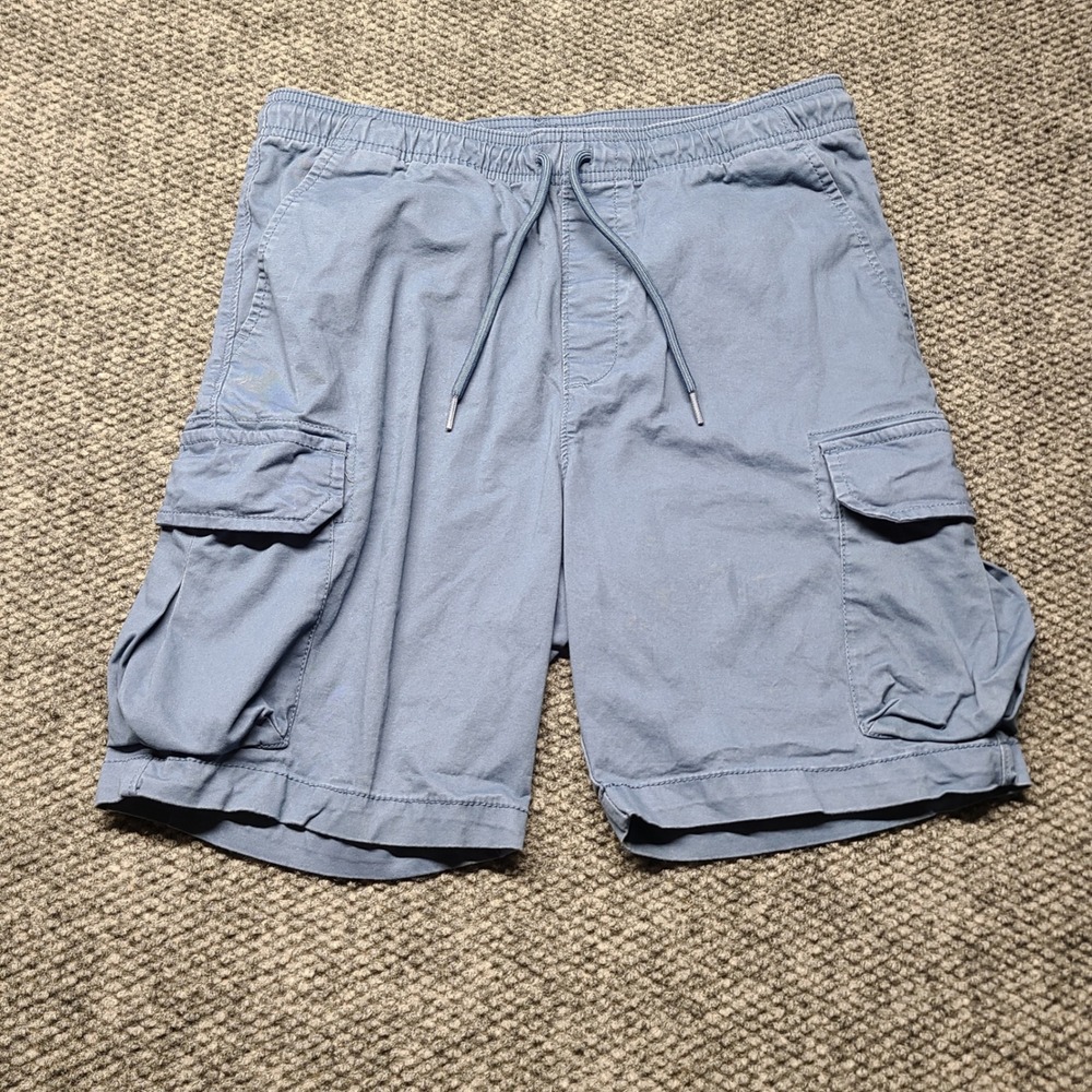 Goodfellow & Co Mens Blue Cargo Shorts Size Small Elastic Waist Drawstring 2995